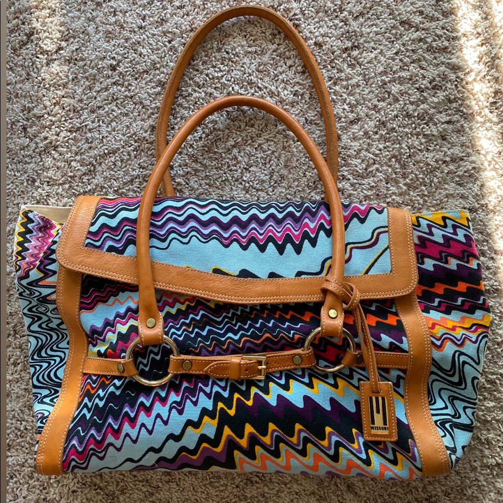 Missoni canvas & leather Tote/Weekender bag